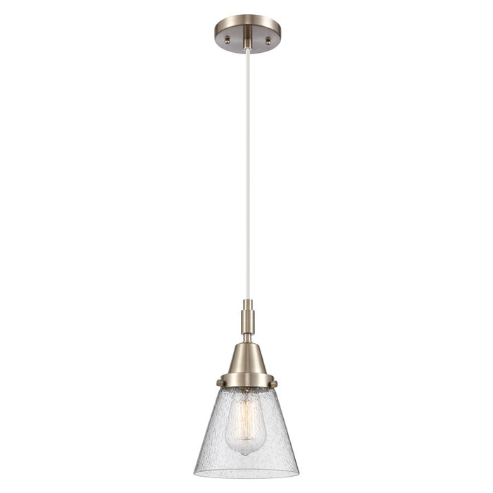 Innovations Caden Cone 6" Cord Mini Pendant, Satin Nickel/Seedy - 447-1P-SN-G64