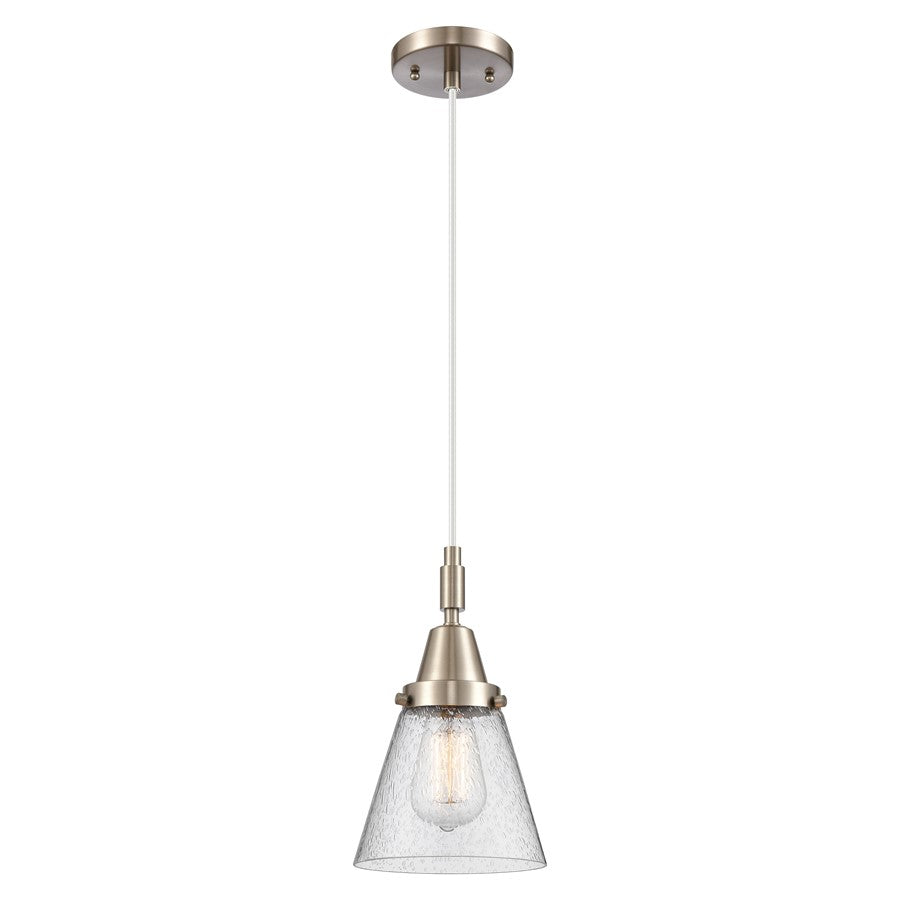Innovations Caden Cone 6" Cord Mini Pendant, Satin Nickel/Seedy - 447-1P-SN-G64