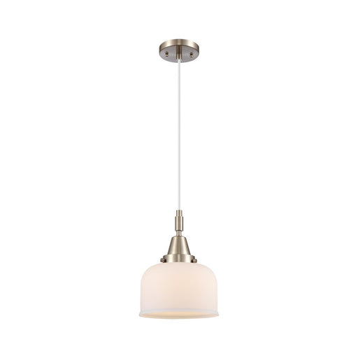 Innovations Caden Bell 1Lt 8" Cord Mini Pendant, SN/White - 447-1P-SN-G71