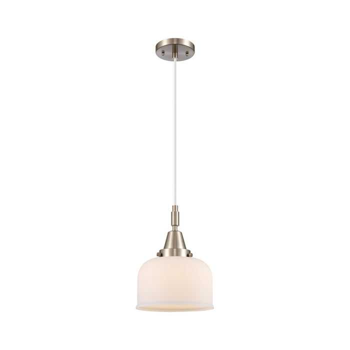 Innovations Caden Bell 1Lt 8" Cord Mini Pendant, SN/White - 447-1P-SN-G71