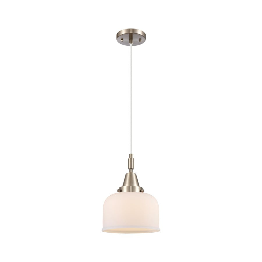 Innovations Caden Bell 1Lt 8" Cord Mini Pendant, SN/White - 447-1P-SN-G71