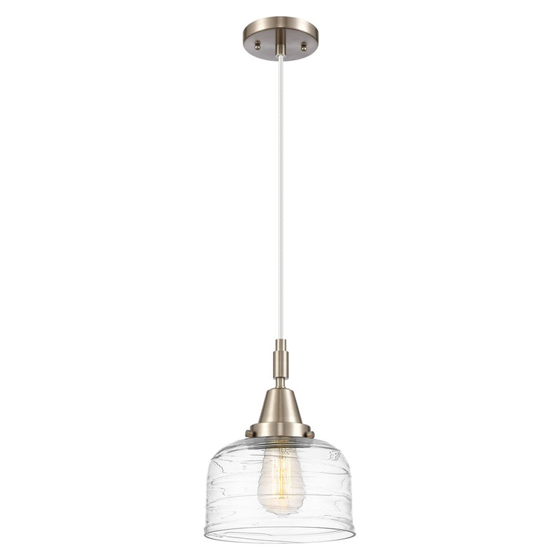 Innovations Caden Bell 8" Cord Mini Pendant, Satin Nickel/Clear - 447-1P-SN-G713