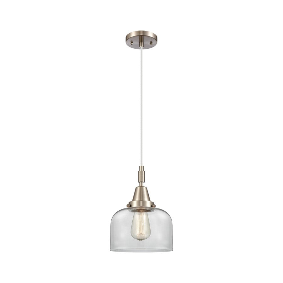 Innovations Caden Bell 1Lt 8" Cord Mini Pendant, SN/Clear - 447-1P-SN-G72