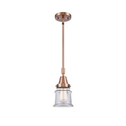 Innovations Canton 7in 1-Light Mini Pendant | Industrial Farmhouse Antique Copper Steel and Clear Glass | Kitchen Island & Dining | Model 447-1S-AC-G182S