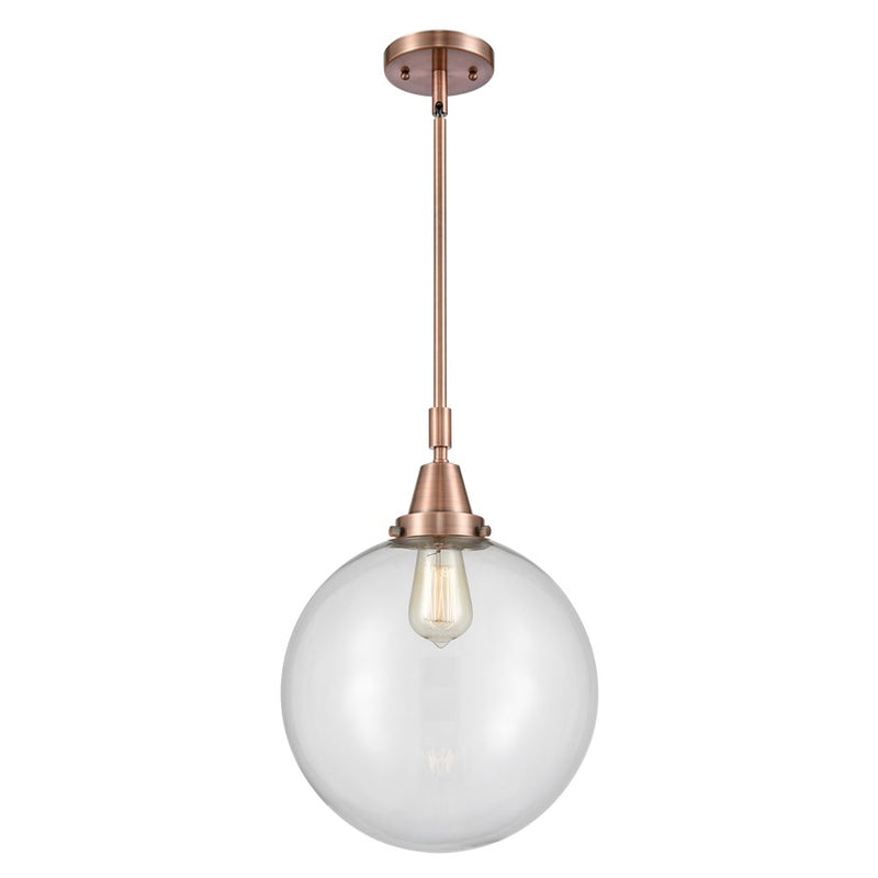Innovations Caden Beacon 1Lt 12" Stem Mini Pendant, CP/Clear - 447-1S-AC-G202-12