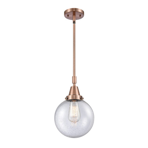 Innovations Caden Beacon 1Lt 8" Stem Mini Pendant, CP/Seed - 447-1S-AC-G204-8