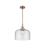 Innovations Bell 12in 1-Light Mini Pendant | Industrial Antique Copper Steel and Seedy Glass | Kitchen Island | 12 x 12 x 14 in | Model 447-1S-AC-G74-L-LED