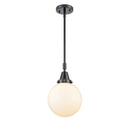 Innovations Caden Beacon 1Lt 8" Stem Mini Pendant, BK/WH - 447-1S-BK-G201-8