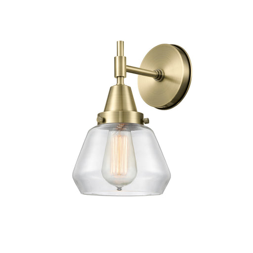 Innovations Fulton 7in 1-Light Wall Sconce | Retro Industrial Antique Brass and Clear Glass | Bedroom & Hallway Accent Light | Model 447-1W-AB-G172