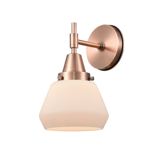 Innovations Fulton 7in 1-Light Wall Sconce | Retro Industrial Antique Copper and Matte White Glass | Bedroom & Hallway Accent | Model 447-1W-AC-G171