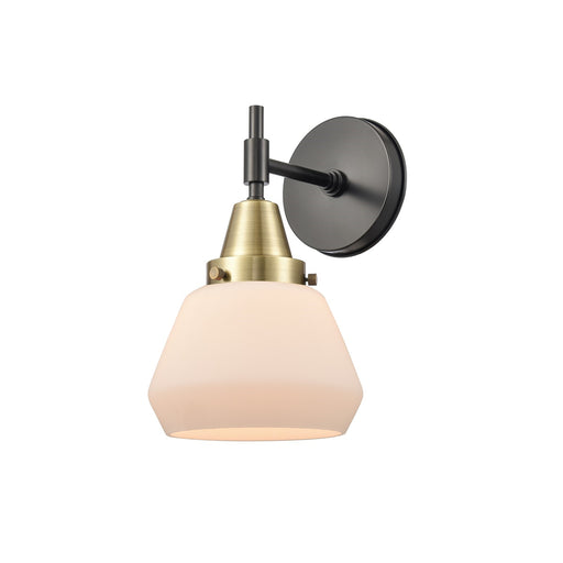 Innovations Fulton 7in 1-Light Wall Sconce | Retro Industrial Black Antique Brass and Matte White Glass | Bedroom & Hallway | Model 447-1W-BAB-G171