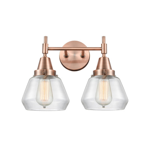 Innovations Fulton 16in 2-Light Bath Vanity | Retro Industrial Antique Copper and Clear Glass | Bathroom Vanity Light | Model 447-2W-AC-G172