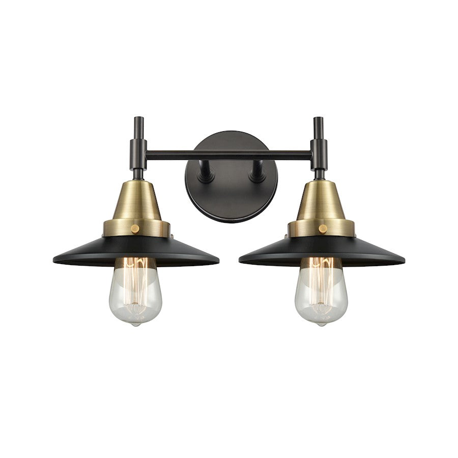 Innovations Railroad 2 Light Bath Vanity, Black Brass/Black - 447-2W-BAB-M6-BK