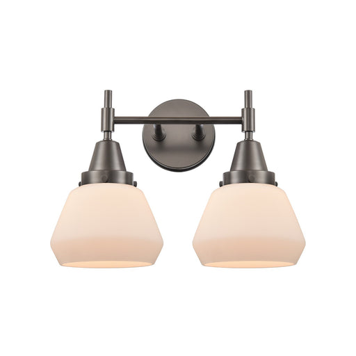 Innovations Fulton 16in 2-Light Bath Vanity Light | Retro Industrial Oil Rubbed Bronze and Matte White Glass | Bathroom Vanity | Model 447-2W-OB-G171
