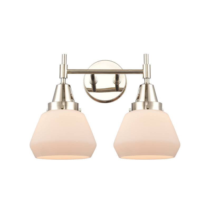 Innovations Fulton 16in 2-Light Bath Vanity Light | Retro Industrial Polished Nickel and Matte White Glass | Bathroom Vanity | Model 447-2W-PN-G171