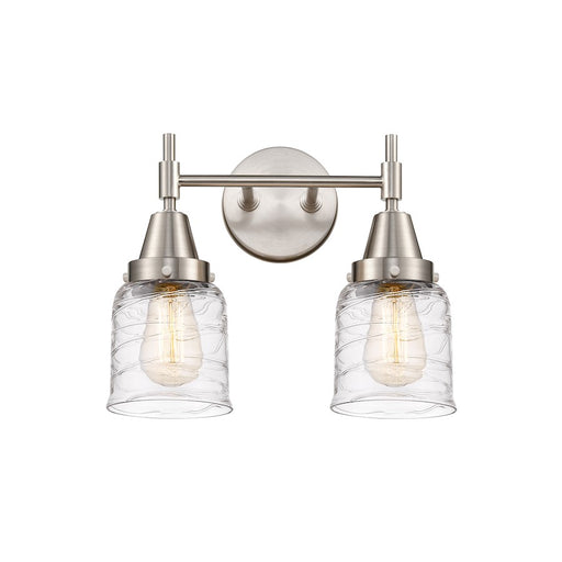 Innovations Caden 14in 2-Light Vanity | Retro Satin Nickel and Deco Swirl Glass | Bathroom Vanity | 14 x 11 in | Model 447-2W-SN-G513