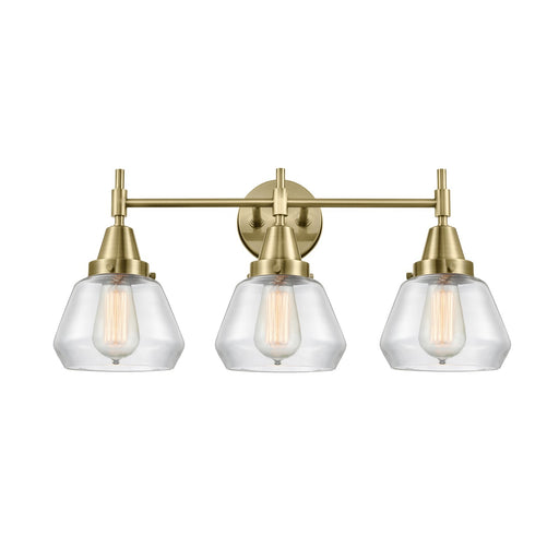 Innovations Fulton 25in 3-Light Bath Vanity | Retro Industrial Antique Brass and Clear Glass | Bathroom Vanity | Model 447-3W-AB-G172