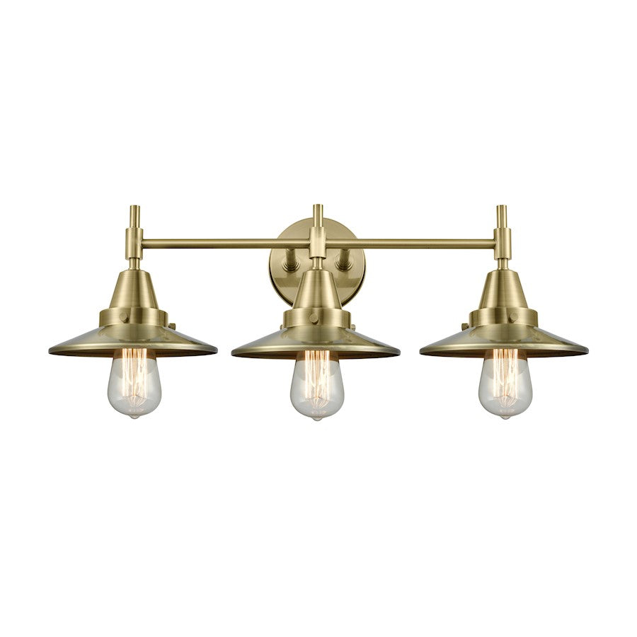 Innovations Railroad 3 Light Bath Vanity Light, Antique Brass - 447-3W-AB-M4-AB