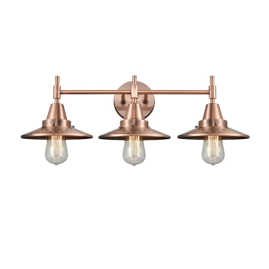 Innovations Railroad 3 Light Bath Vanity Light, Antique Copper - 447-3W-AC-M3-AC