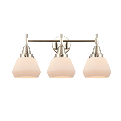 Innovations Fulton 25in 3-Light Bath Vanity Light | Retro Industrial Polished Nickel and Matte White Glass | Bathroom Vanity | Model 447-3W-PN-G171