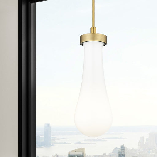 Innovations Owego 1Lt 4" Cord Pendant, Brushed Brass/Gloss White