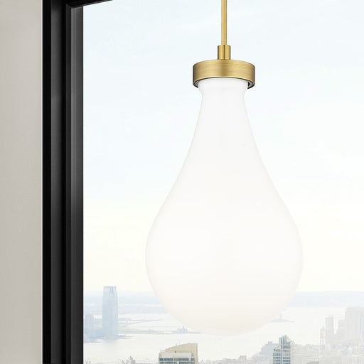 Innovations Owego 1Lt 7" Cord Pendant, Brushed Brass/Gloss White
