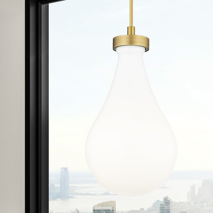 Innovations Owego 1Lt 7" Cord Pendant, Brushed Brass/Gloss White