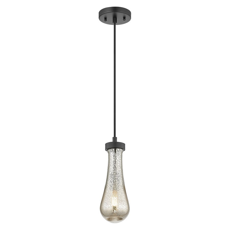 Innovations Owego 1Lt 4" Cord Pendant, Black/Mercury Glass - 451-1P-BK-G451-4ME