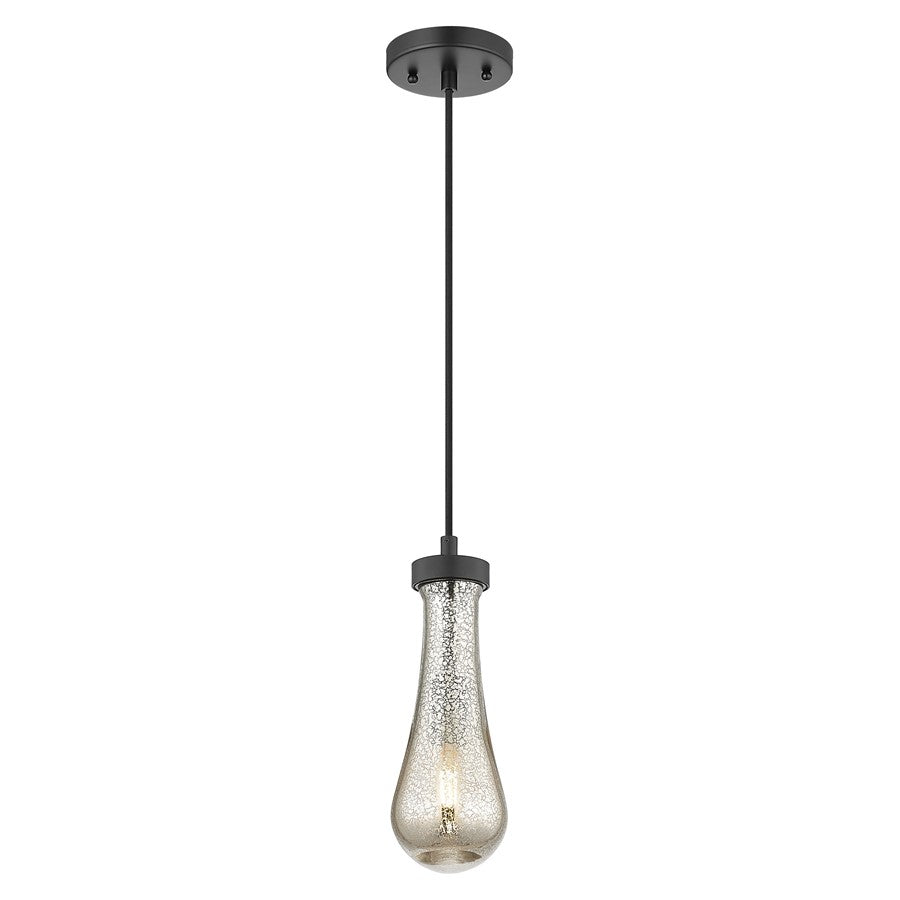 Innovations Owego 1Lt 4" Cord Pendant, Black/Mercury Glass - 451-1P-BK-G451-4ME