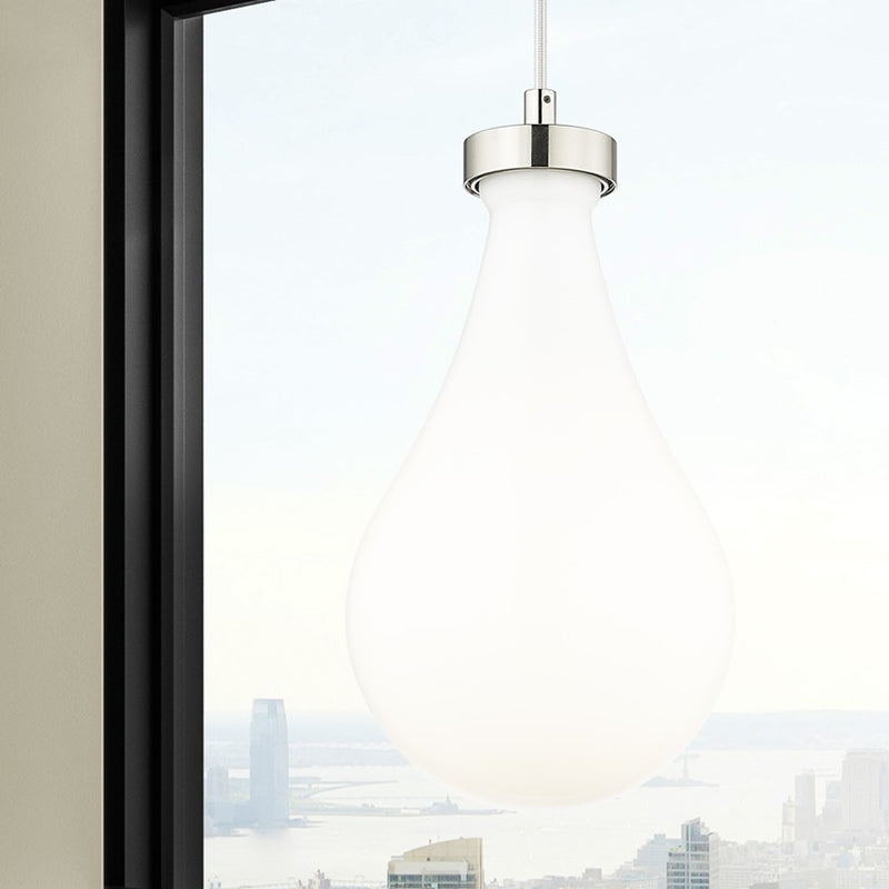 Innovations Owego 1Lt 7" Cord Pendant, Polished Nickel/Gloss White