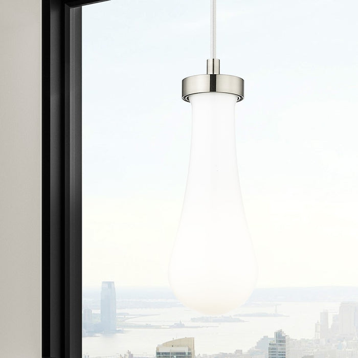 Innovations Owego 1Lt 4" Cord Pendant, Satin Nickel/Gloss White