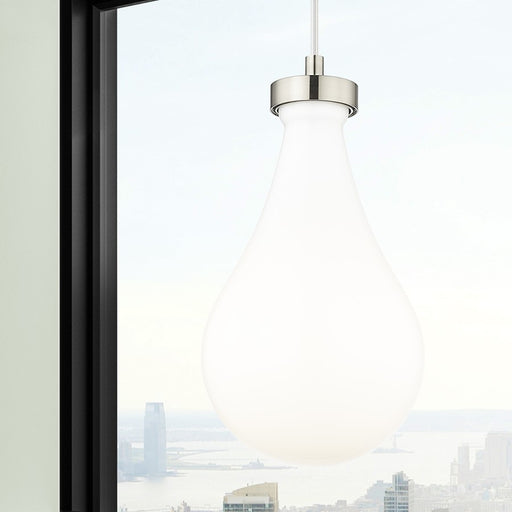 Innovations Owego 1Lt 7" Cord Pendant, Satin Nickel/Gloss White