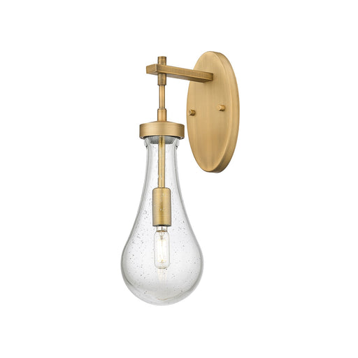 Innovations Owego 5in 1-Light Wall Sconce | Contemporary Farmhouse Brushed Brass and Seedy Glass | Hallway & Bathroom | Model 451-1W-BB-G451-5SDY
