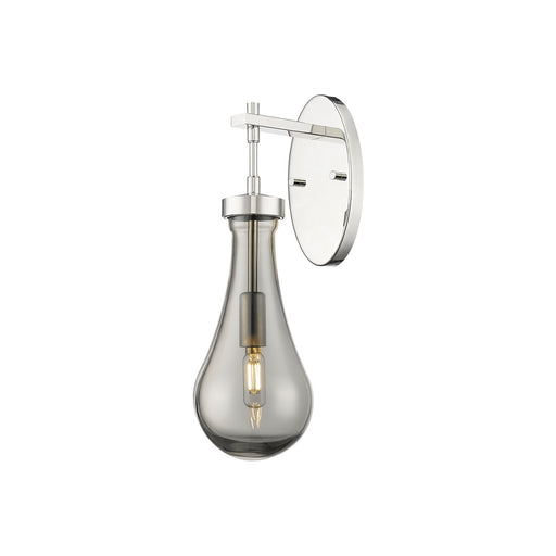 Innovations Owego 5in 1-Light Wall Sconce | Contemporary Farmhouse Polished Nickel and Light Smoke Glass | Bedroom | Model 451-1W-PN-G451-5SM