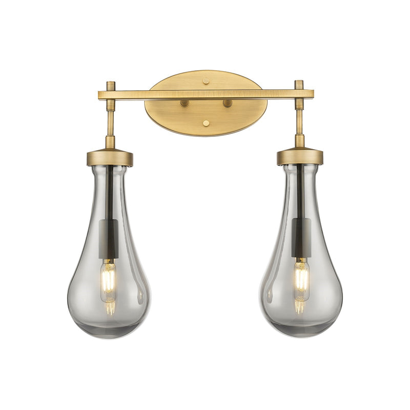 Innovations Owego 17in 2-Light Bath Vanity | Contemporary Brushed Brass and Light Smoke Glass | Bathroom & Powder Room | Model 451-2W-BB-G451-5SM