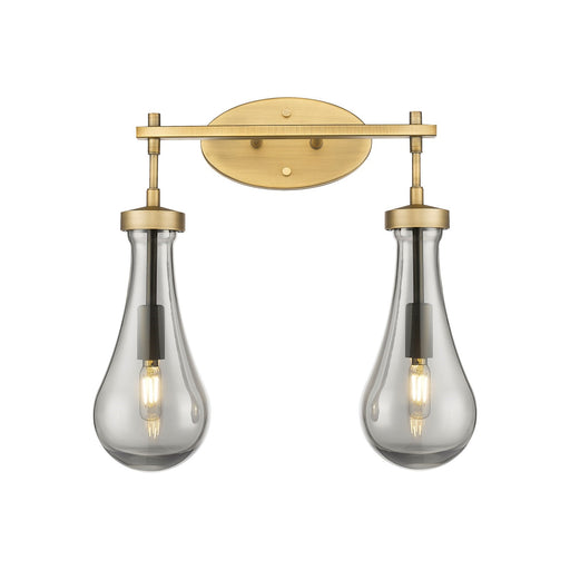 Innovations Owego 17in 2-Light Bath Vanity | Contemporary Brushed Brass and Light Smoke Glass | Bathroom & Powder Room | Model 451-2W-BB-G451-5SM