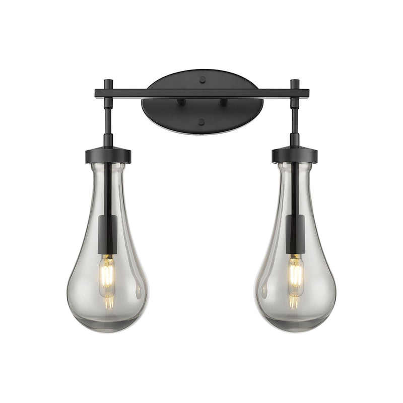 Innovations Owego 17in 2-Light Bath Vanity | Contemporary Matte Black and Light Smoke Glass | Bathroom & Powder Room | Model 451-2W-BK-G451-5SM