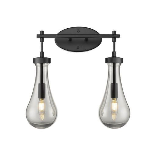Innovations Owego 17in 2-Light Bath Vanity | Contemporary Matte Black and Light Smoke Glass | Bathroom & Powder Room | Model 451-2W-BK-G451-5SM