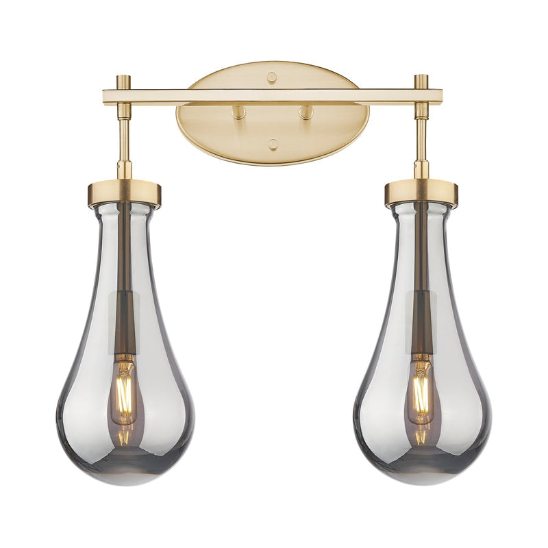 Innovations Owego 17in 2-Light Bath Vanity Light | Contemporary Farmhouse Champagne Bronze and Light Smoke Glass | Model 451-2W-CB-G451-5SM