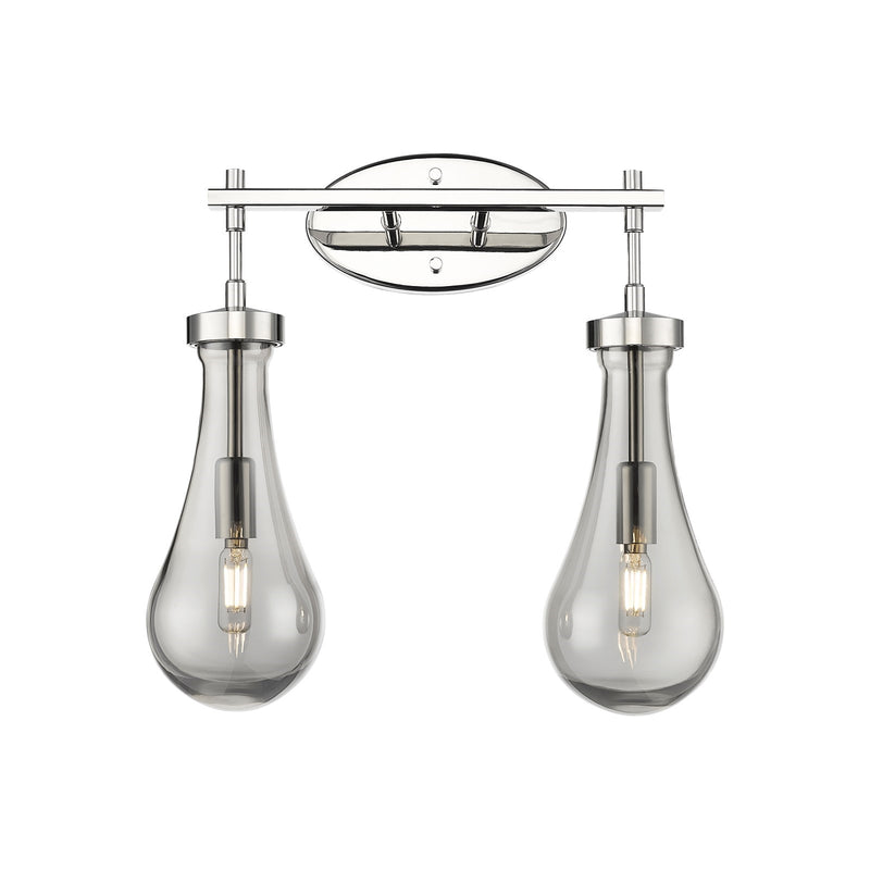 Innovations Owego 17in 2-Light Bath Vanity Light | Contemporary Farmhouse Polished Nickel and Light Smoke Glass | Bathroom | Model 451-2W-PN-G451-5SM