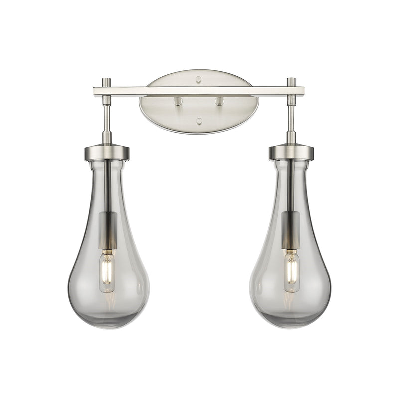 Innovations Owego 17in 2-Light Bath Vanity Light | Contemporary Farmhouse Satin Nickel and Light Smoke Glass | Bathroom | Model 451-2W-SN-G451-5SM