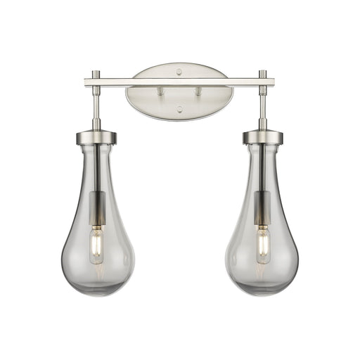Innovations Owego 17in 2-Light Bath Vanity Light | Contemporary Farmhouse Satin Nickel and Light Smoke Glass | Bathroom | Model 451-2W-SN-G451-5SM