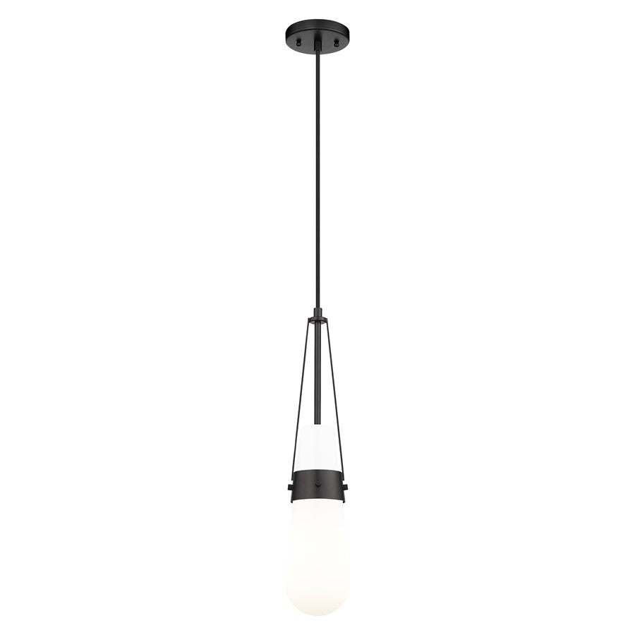 Innovations Milan 1Lt 4" Cord Pendant, Black/Glossy White - 452-1P-BK-G452-4GWH