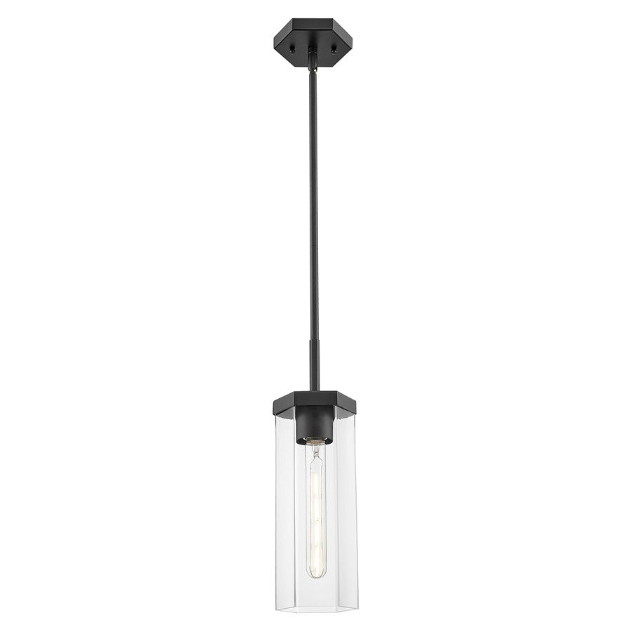 Innovations Blakeley 1Lt 5" Stem Pendant, Black/Clear - 463-1S-BK-G463-12CL