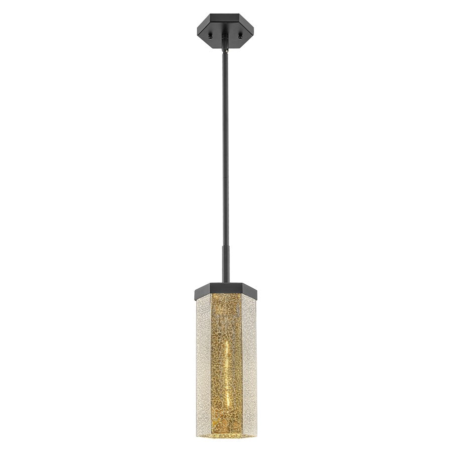 Innovations Blakeley 1Lt 5" Stem Pendant, Black/Mercury - 463-1S-BK-G463-12ME