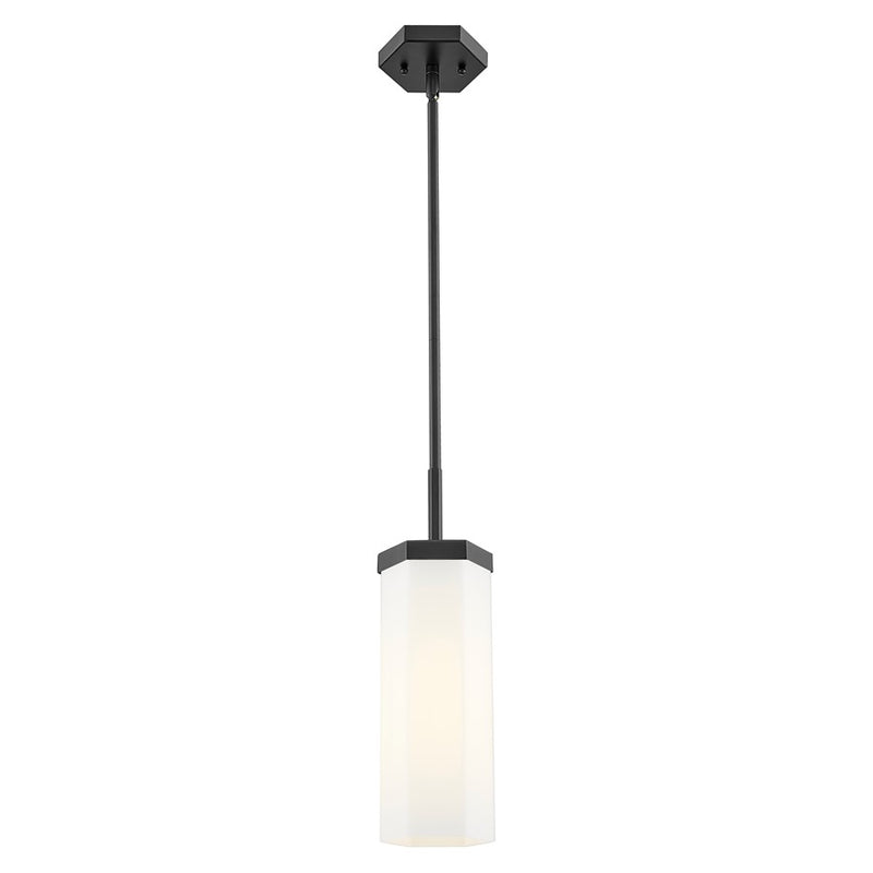 Innovations Blakeley 1Lt 5" Stem Pendant, Black/White - 463-1S-BK-G463-12WH