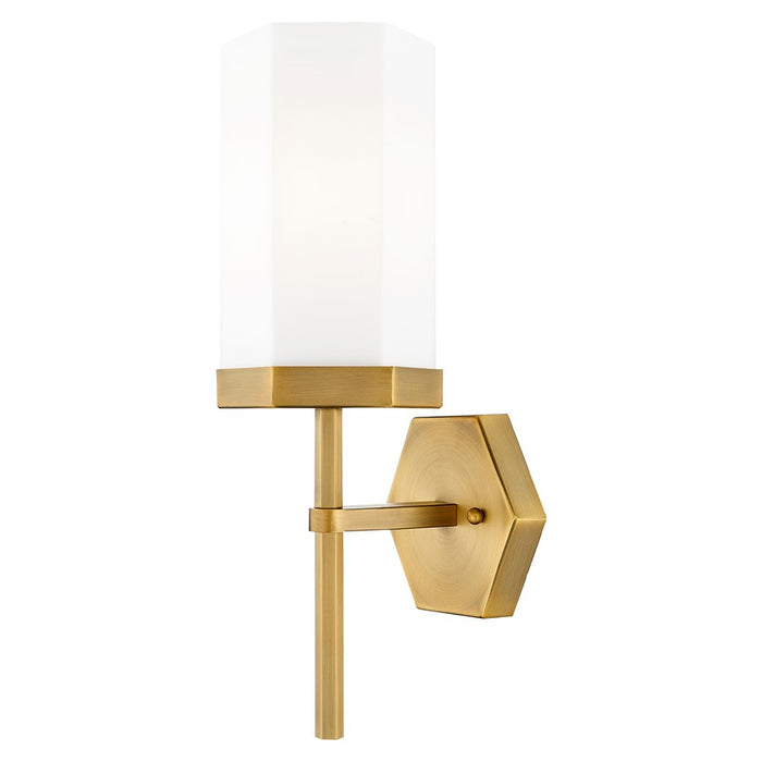Innovations Blakeley 5" Wall Sconce, Brushed Brass/White - 463-1W-BB-G463-8WH