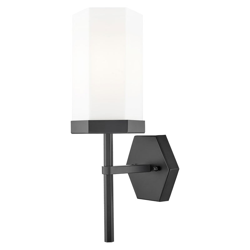 Innovations Blakeley 1Lt 5" Wall Sconce, Black/White - 463-1W-BK-G463-8WH