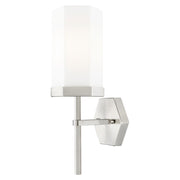 Innovations Blakeley 1Lt 5" Wall Sconce, Satin Nickel/White - 463-1W-SN-G463-8WH
