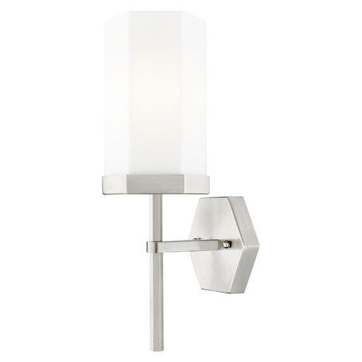 Innovations Blakeley 1Lt 5" Wall Sconce, Satin Nickel/White - 463-1W-SN-G463-8WH